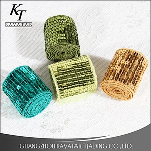 Kavatar custom wholesale square sequin ribbons trim for decoration