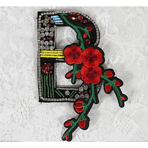 Wholesale High Quality Bird Flower Rhinestone Large Embroidery Letter Logo beaded Patches For Clothes Jacket
