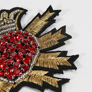 Beaded Crystal Red Diamond Heart Crown Patches