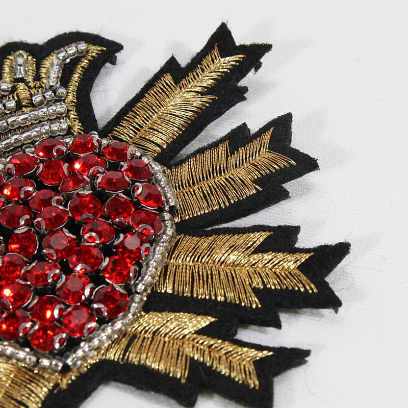 Beaded Crystal Red Diamond Heart Crown Patches