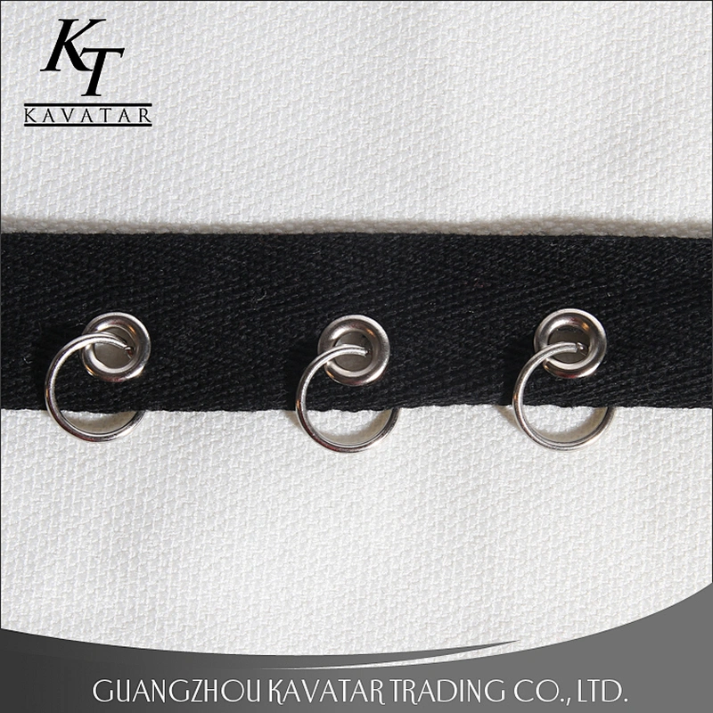 Fashion herringbone style polyester eyelet with iron hoop lace trim for garment,bags,hat,shoe