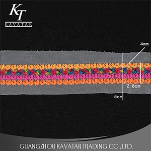 New Arrival 5cm Width Flower Shape Sequin Sew On Mesh Trim For Decoration
