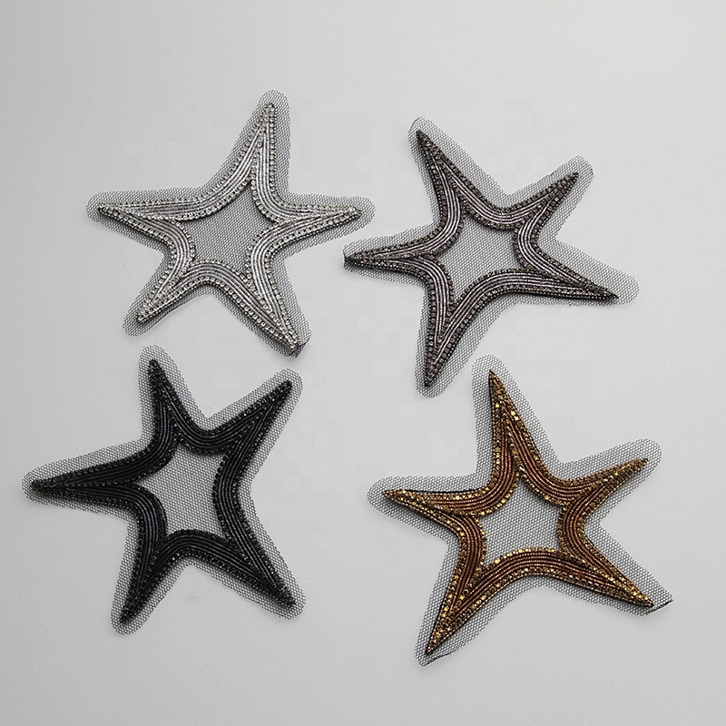 new arrival star rhinestone Beaded Patches Sew on clothing patch 3D  DIY T-shirt patches