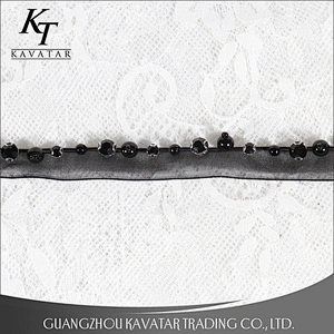 Wholesale beaded mesh lace trim with Copper rhinestone claw