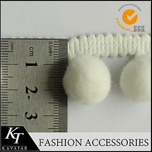Hot selling white lace trim pom pom trim for dress