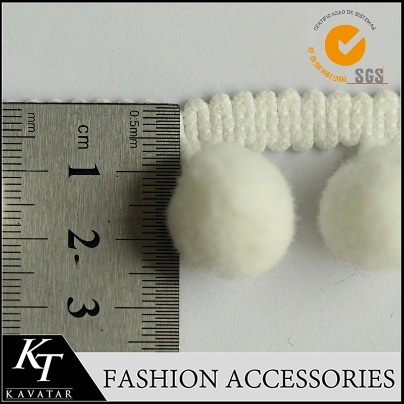 Hot selling white lace trim pom pom trim for dress