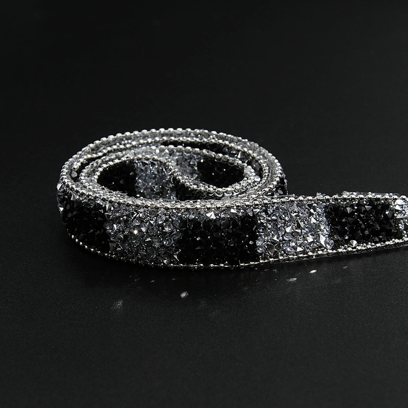 Kavatar Wholesale Hotfix motif designs Motif Rhinestones Glass DIY Weaved Ribbon Trim Iron on Trims