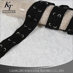 Kavatar Black Grommet Black Cotton Drawcord Tape Eyelet Trim