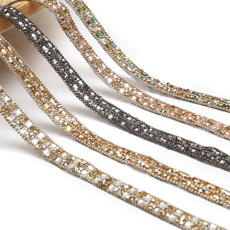 kavatar  wholesale hotfix rhinestone trimming for shoes  for Clothing Banding Trim  bead  Glass trim transfers