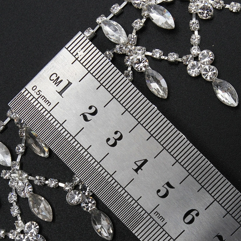 Kavatar Wholesale Crystal Rhinestone Chain Trim Fringe Styles For Dress