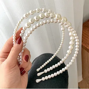 Wholesale Diamond in the Rough Head band Hairbands FASHION HEADBAND Big headbands Women pearl bridal hair accessories