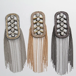 Factory beaded rhinestone applique Shoulder Badge sew on Beaded Patches rhinestone patches for clothing