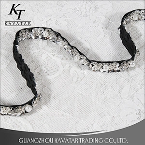Top quality Crystal Chain Lace Trimming Colorful Round Beads and sequin trim Setting Sew on Trim for Dress Decoration