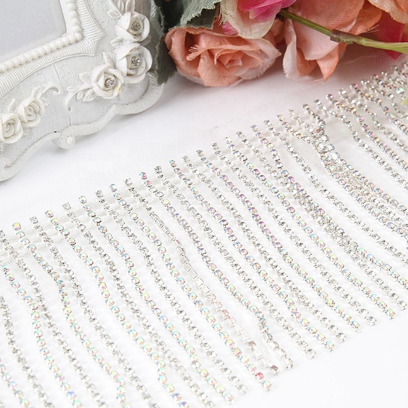 bling bling 10cm width rhinestone tassel trim rhinestone Copper cup chain for garment