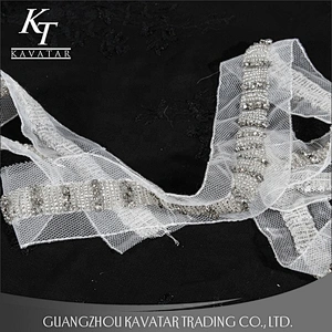 Accessories claw rhinestone beaded lace mesh trim decorate for bride wedding dress