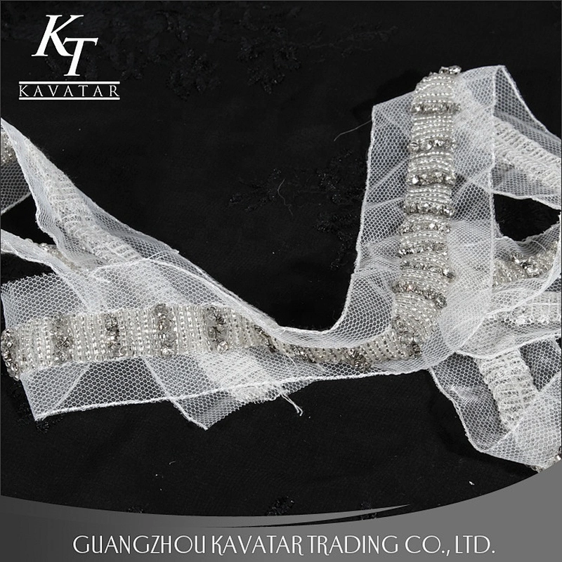 Accessories claw rhinestone beaded lace mesh trim decorate for bride wedding dress