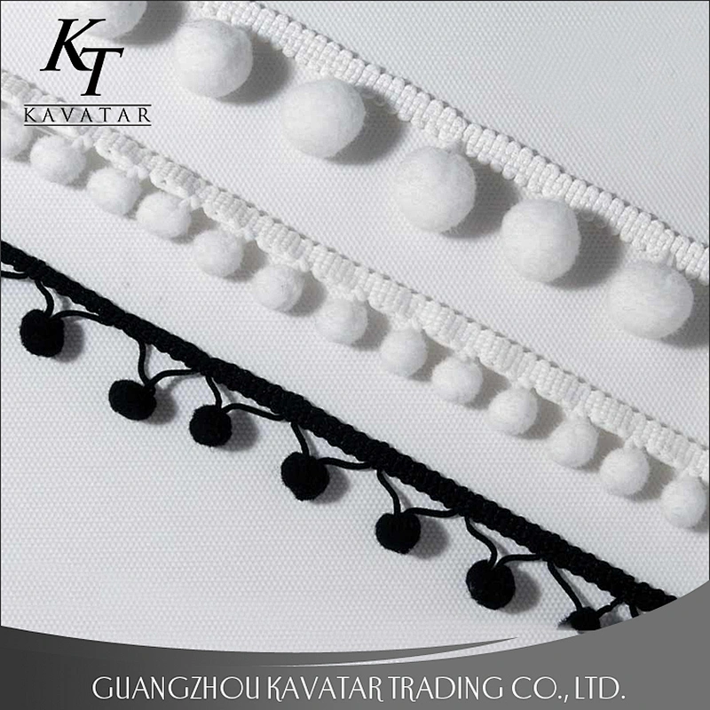 Decoration lace trimming polyester/cotton pom pom for garment