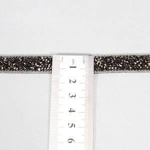 Rhinestone beaded hot fix trim with Copper bead chain border Custom