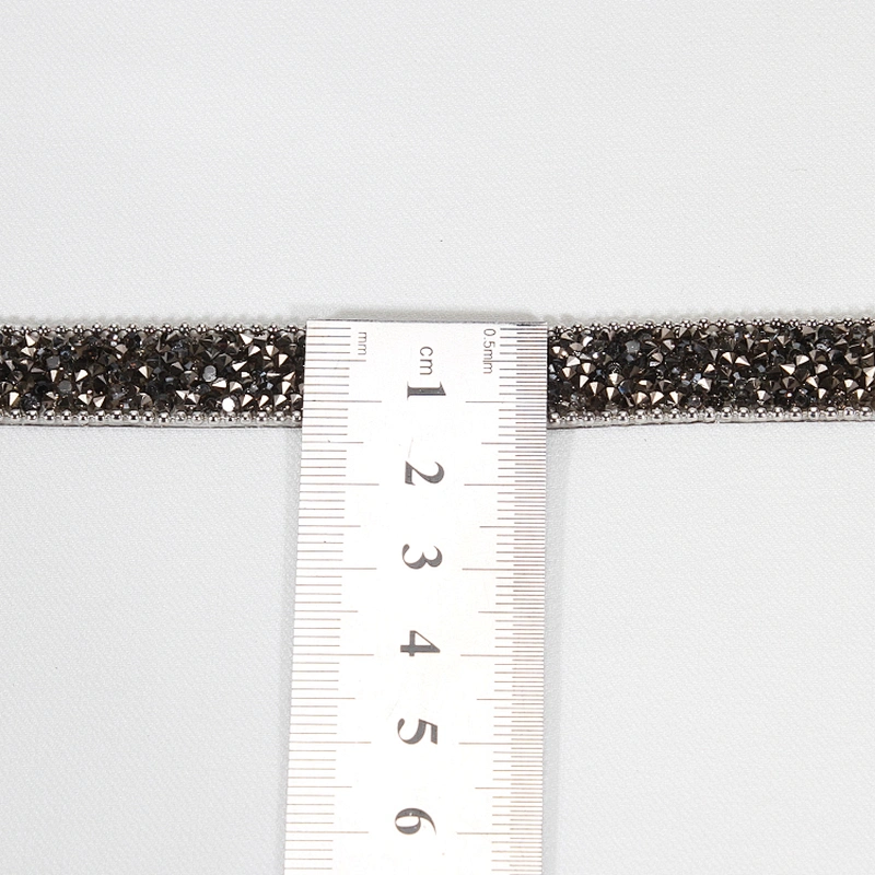 Rhinestone beaded hot fix trim with Copper bead chain border Custom