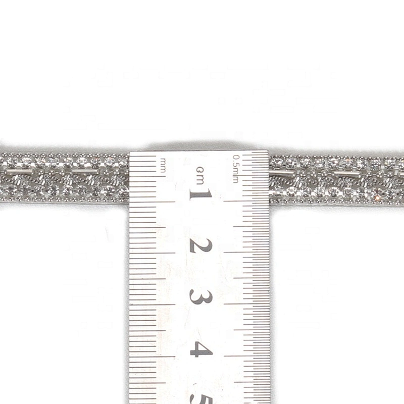 Custom 1cm Crystal Beaded Hot Fix Rhinestone Trim with Accessories Chain