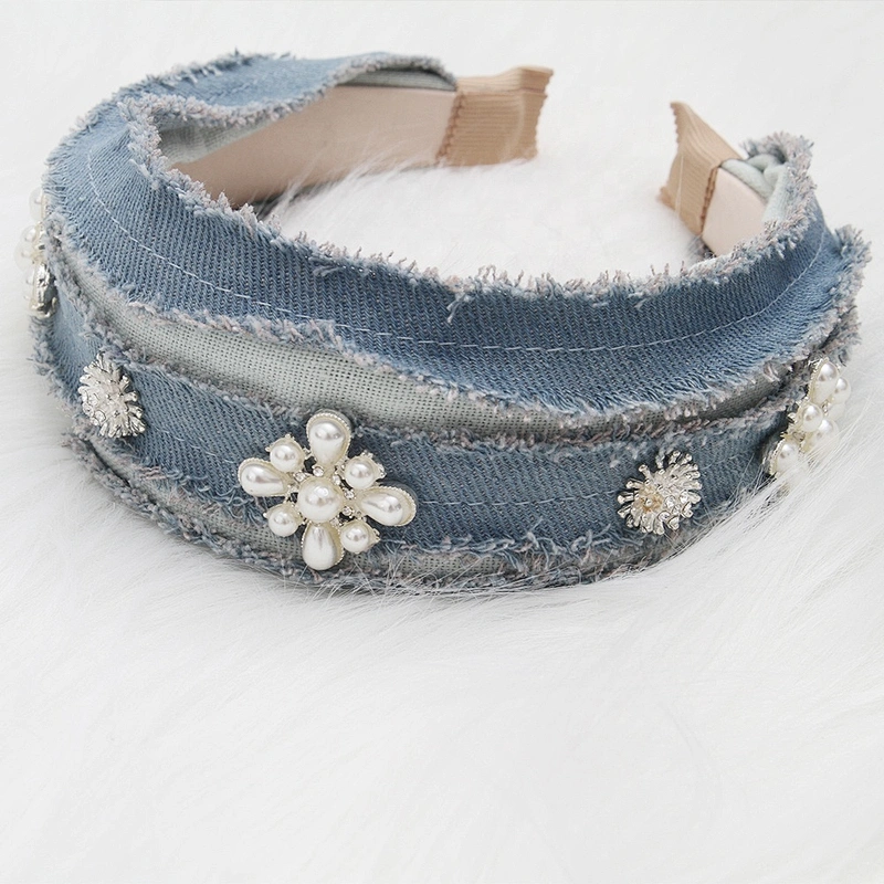Euramerican Korean 2020 new style hairband retro  faux pearl headband Leather hair band women to hair hoop