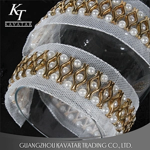 Beaded Pearls Accessories Trim Bride Lace Ribbon Trimming For Decorative