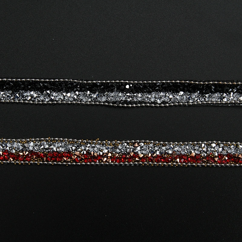 Kavatar Wholesale Accessories Chain Beaded Rhinestone Hotfix Trim Garment Accessory Custom Design Iron on Trims