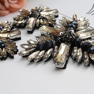 Wholesale handmade beaded rhinestone patch for decoration clothing patch custom patches