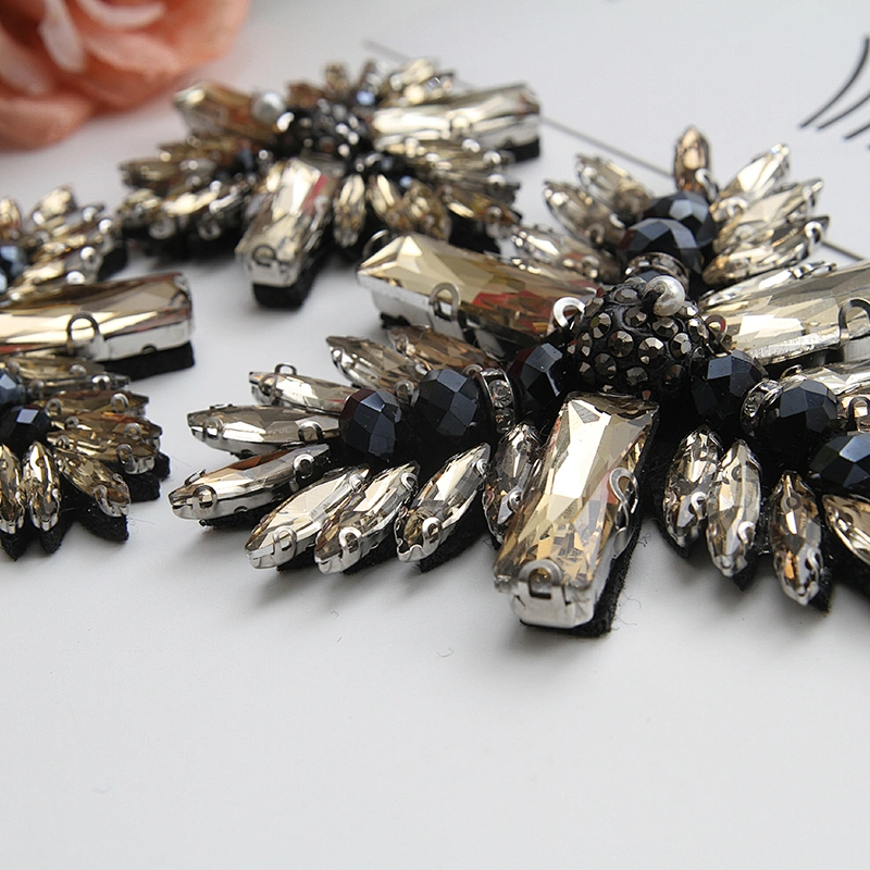 Wholesale handmade beaded rhinestone patch for decoration clothing patch custom patches