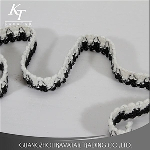 New fashion black alternating with white 100% polyester decoration tape for garment