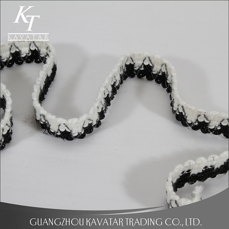 New fashion black alternating with white 100% polyester decoration tape for garment