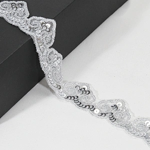 Custom Handmade Cloud Pattern Border Sequin Lace Trim
