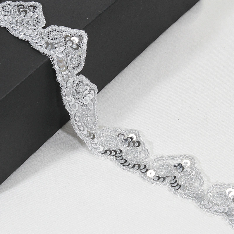 Custom Handmade Cloud Pattern Border Sequin Lace Trim