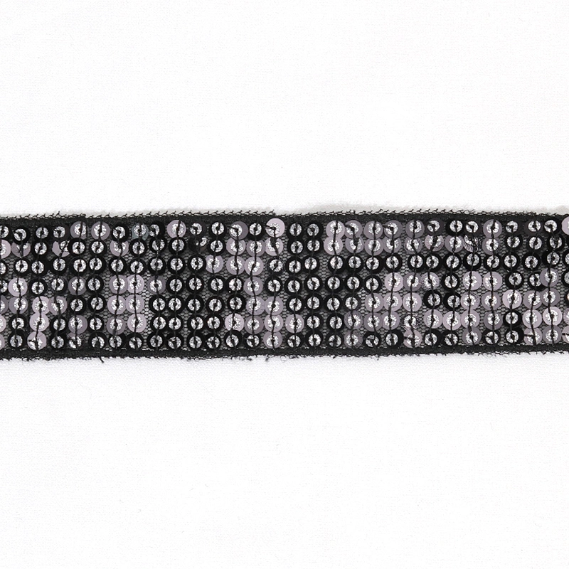 Custom Wholesale Shimmering Sequin Beaded Mesh Trim for Clothing