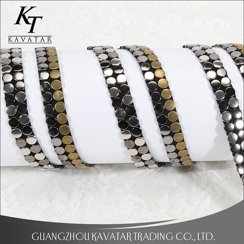 New design double rows round shape Copper stud trim tape decoration for clothes