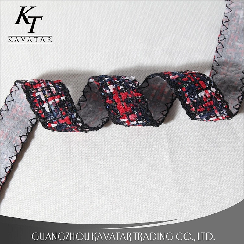 New arrival 2.5-3cm sequin polyester ribbon for ethnic clothing accessories