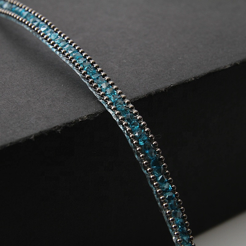 Decorative hot fix Copper royalblue rhinestone strass transfer chain edging clothing trim for garments shoes