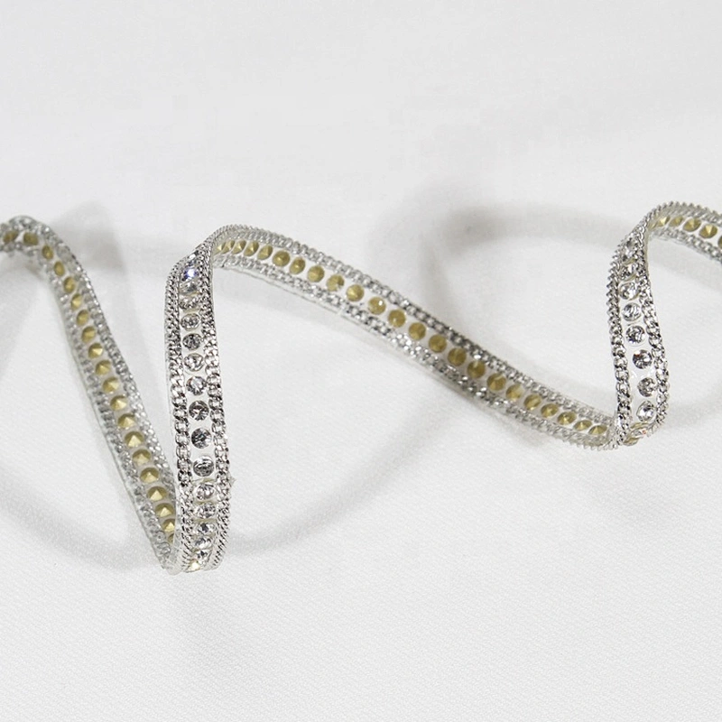 Kavatar 5mm Crystal Rhinestone Beaded Hot Fix Transfer Rhinestone Fringe Trim