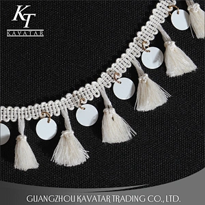 Fashion Sequin Sew On White Tassel Fringe Dress For Garment