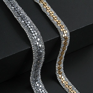 Kavatar Wholesale Hotfix Trim Garment Accessory Fashion Hot DIY Trim Fringe For Clothing Iron on Trims