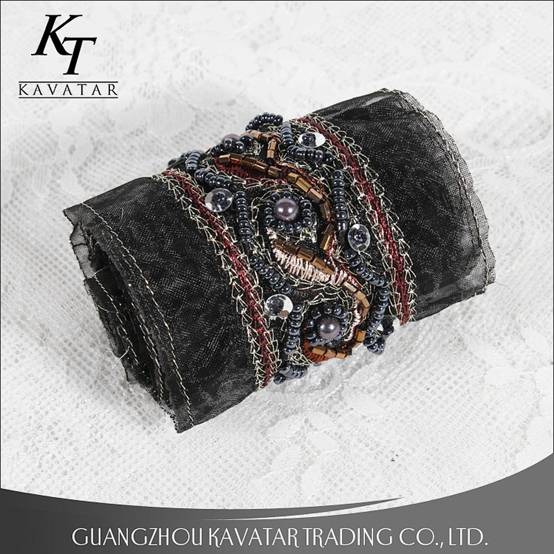 Ethnic style trimming handmade embroidery sequin beaded lace trim for clothing