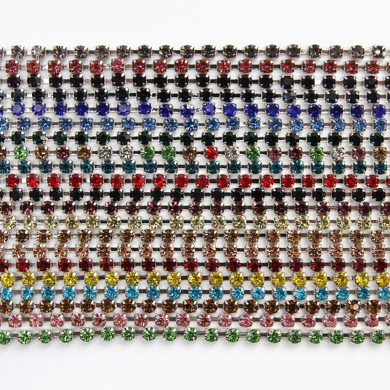 Kavatar Wholesale 12# 2.6mm width Cheap Rhinestone Trim For Clothes Rhinestone Chain Trim