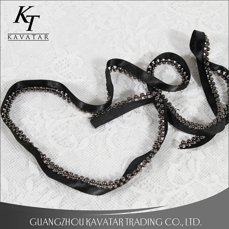 Kavatar Mini Beaded Trim Ribbon Polyester Embroidery Tape Decorative For Garment