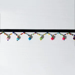 Fashion colorful beaded fringe,customized pom pom trim