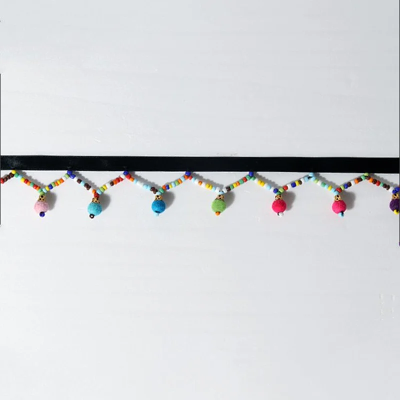Fashion colorful beaded fringe,customized pom pom trim