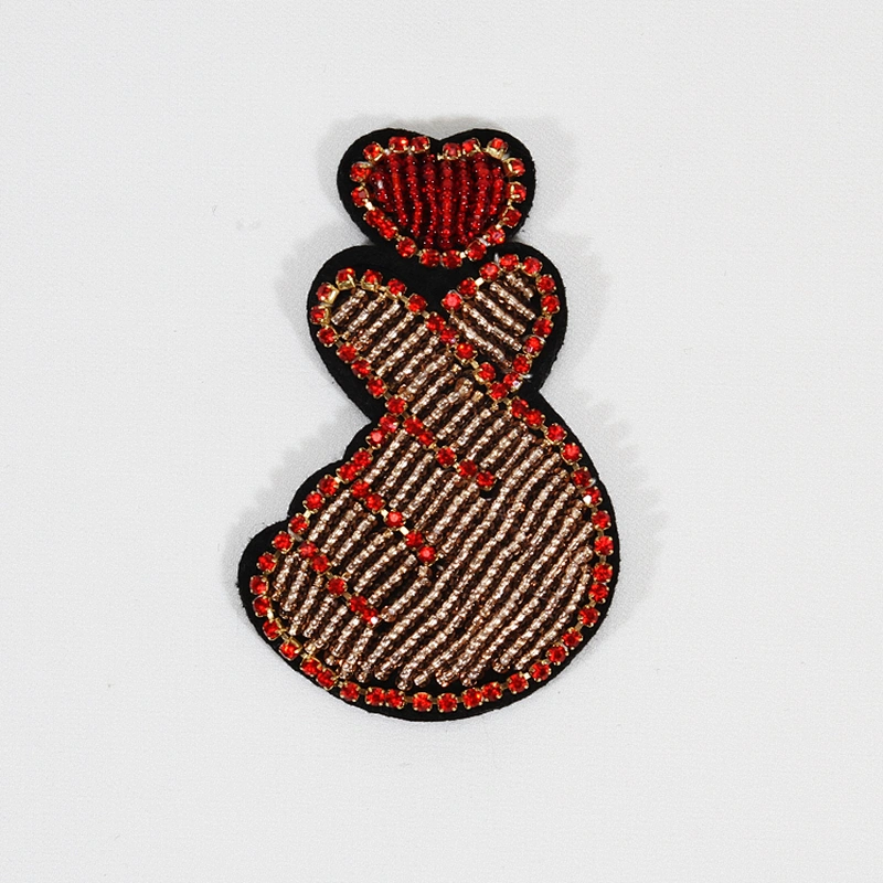New design lovely finger heart crystal beaded patches