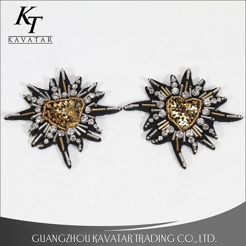 Chinese Custom Fashion Beaded Rhinestone Patches Embroidery Sequin