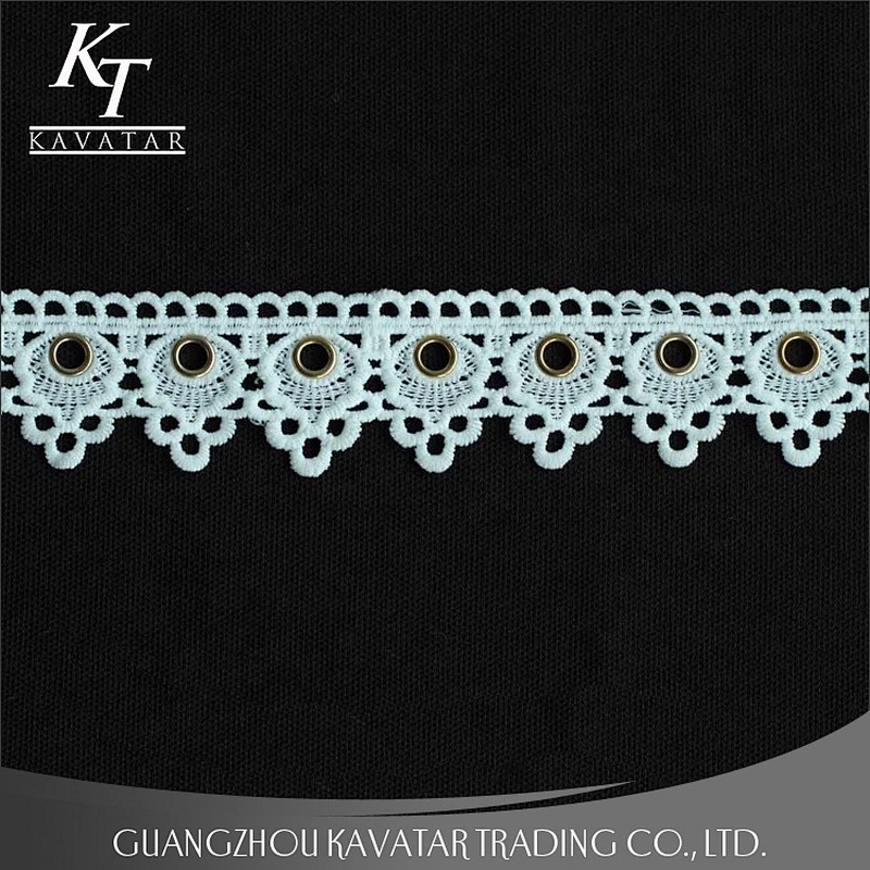 Latest Design White Polyester Eyelet Lace Trimming For Garment