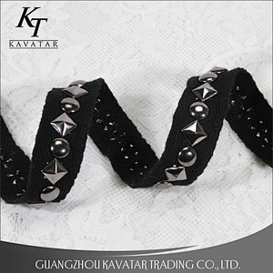 Kavatar wholesale custom black polyester decoration tape trim with Copper