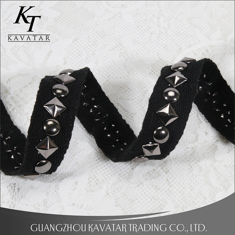 Kavatar wholesale custom black polyester decoration tape trim with Copper